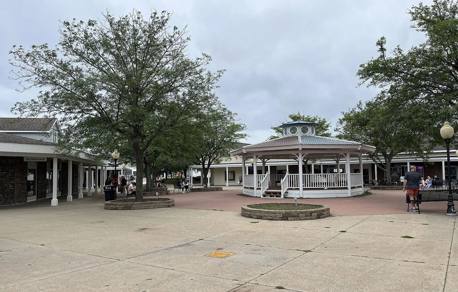 Lighthouse Place outlet courtyard with a white gazebo