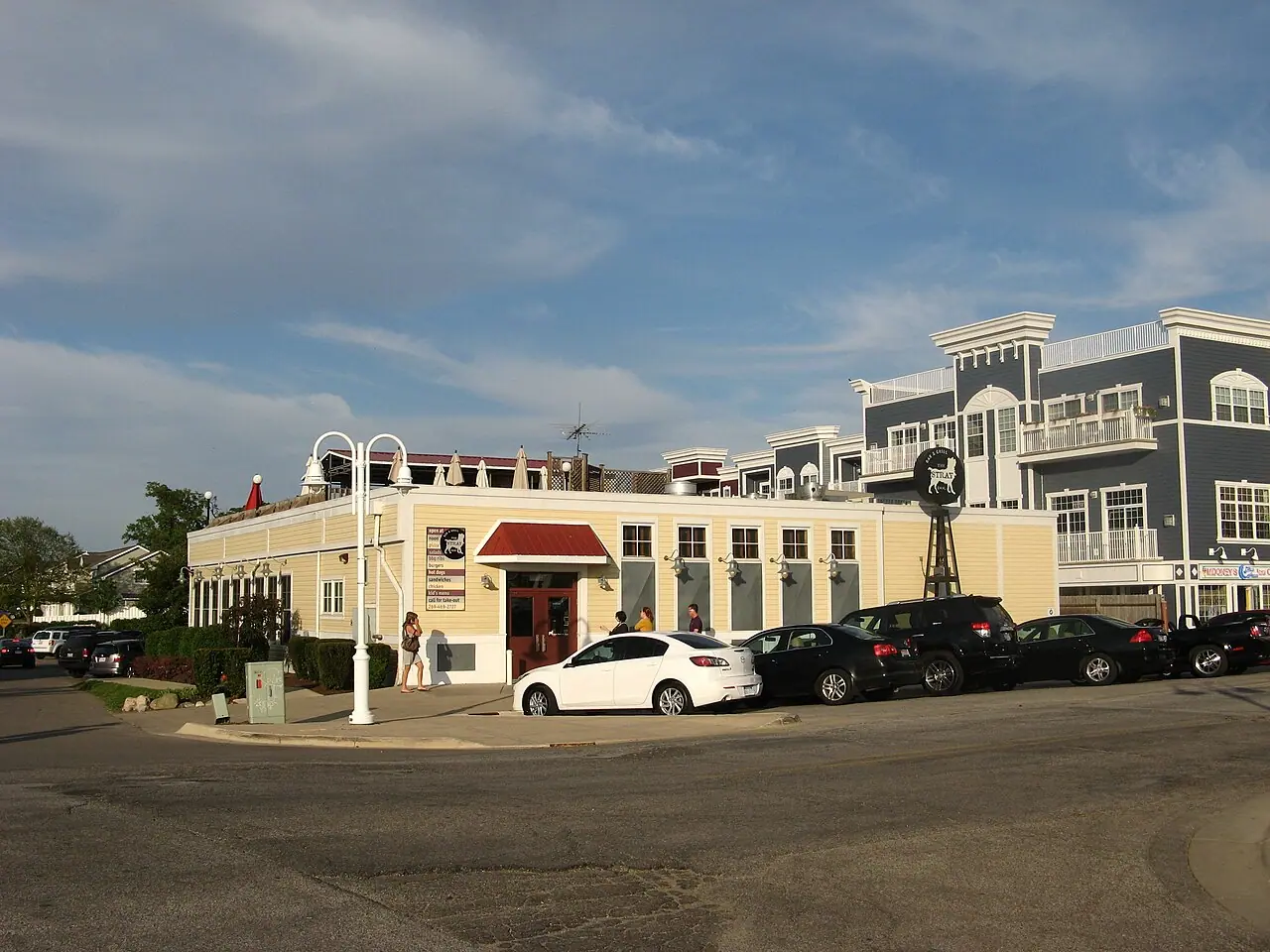 The Stray Dog Bar & Grill on the corner near the New Buffalo harbor